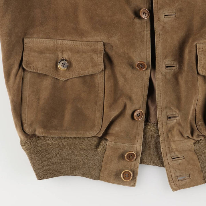 Bruno de Angelis MILANO stand-collar suede leather jacket in oversized sizes, equivalent to XXXL. unclear Khaki type brown Vintage Second Hand