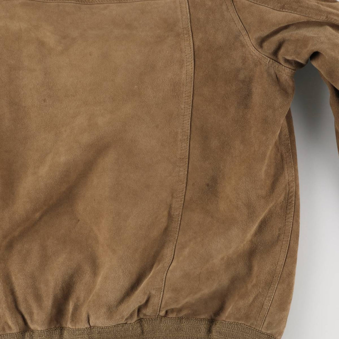 Bruno de Angelis MILANO stand-collar suede leather jacket in oversized sizes, equivalent to XXXL. unclear Khaki type brown Vintage Second Hand