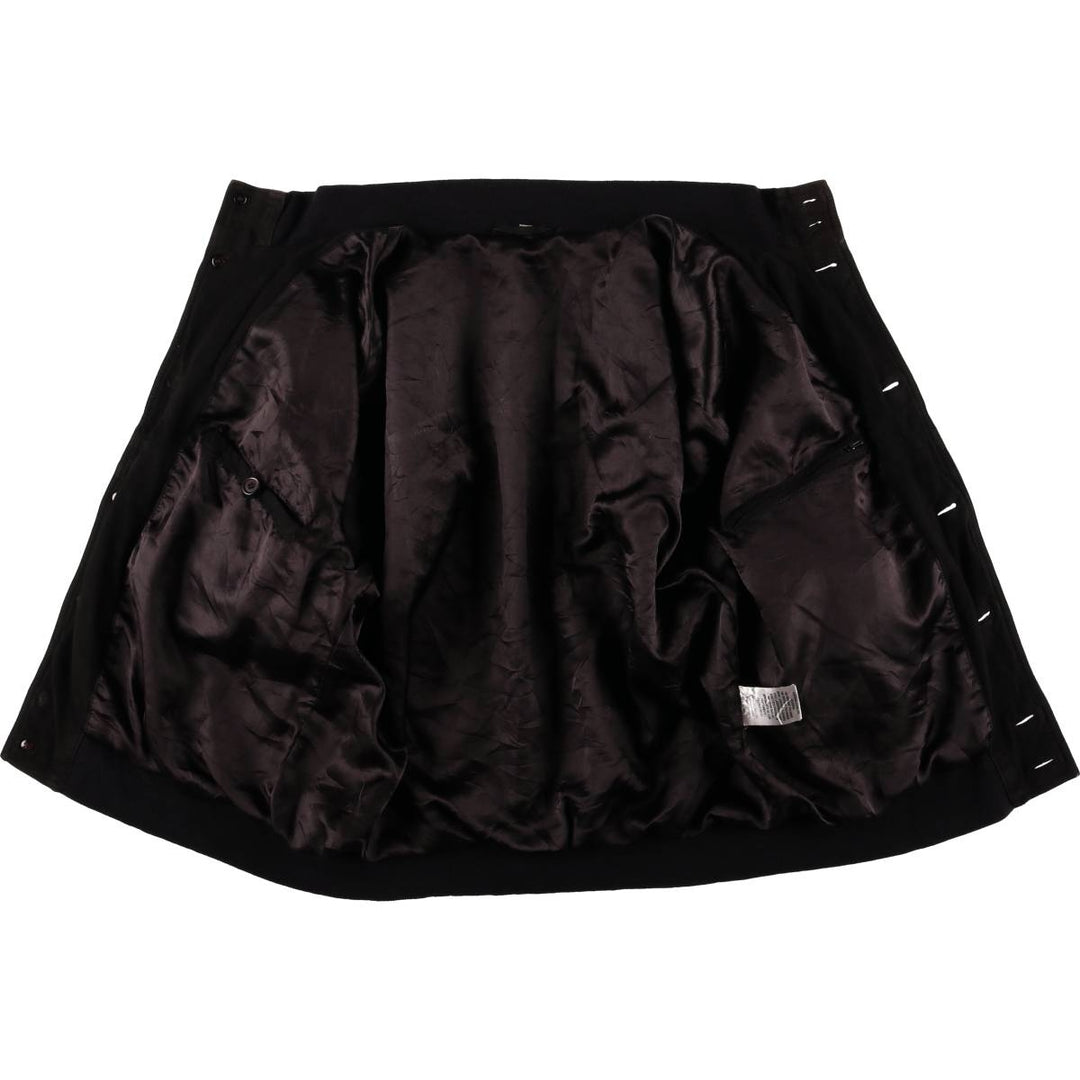 Oversized stand-collar suede leather jacket, men's size XXXL genuine leather black type Vintage Second Hand