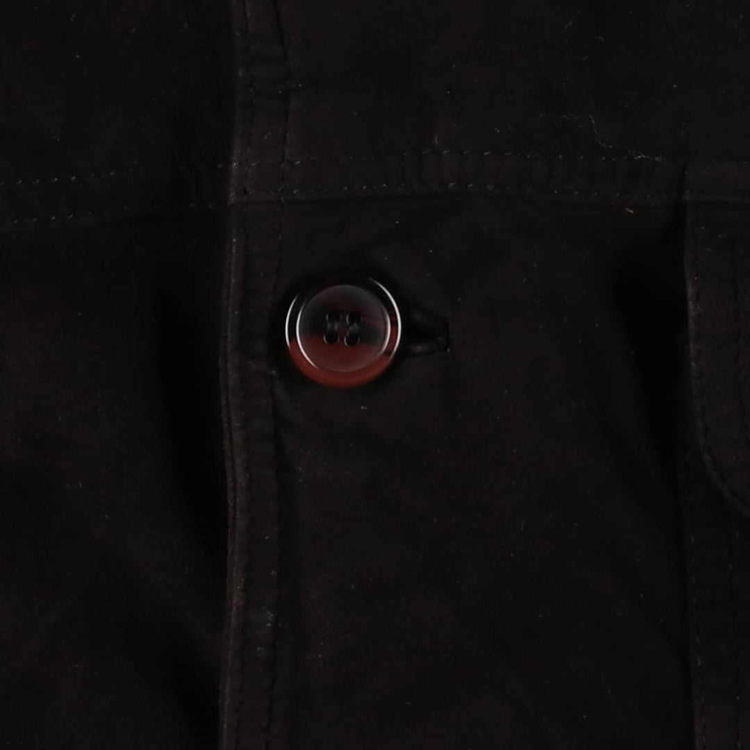 Oversized stand-collar suede leather jacket, men's size XXXL genuine leather black type Vintage Second Hand