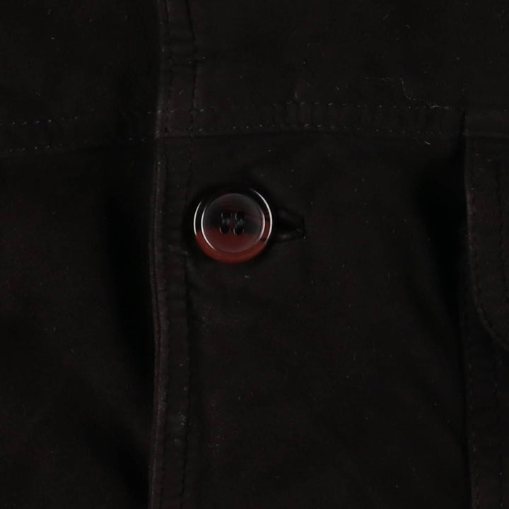 Oversized stand-collar suede leather jacket, men's size XXXL genuine leather black type Vintage Second Hand