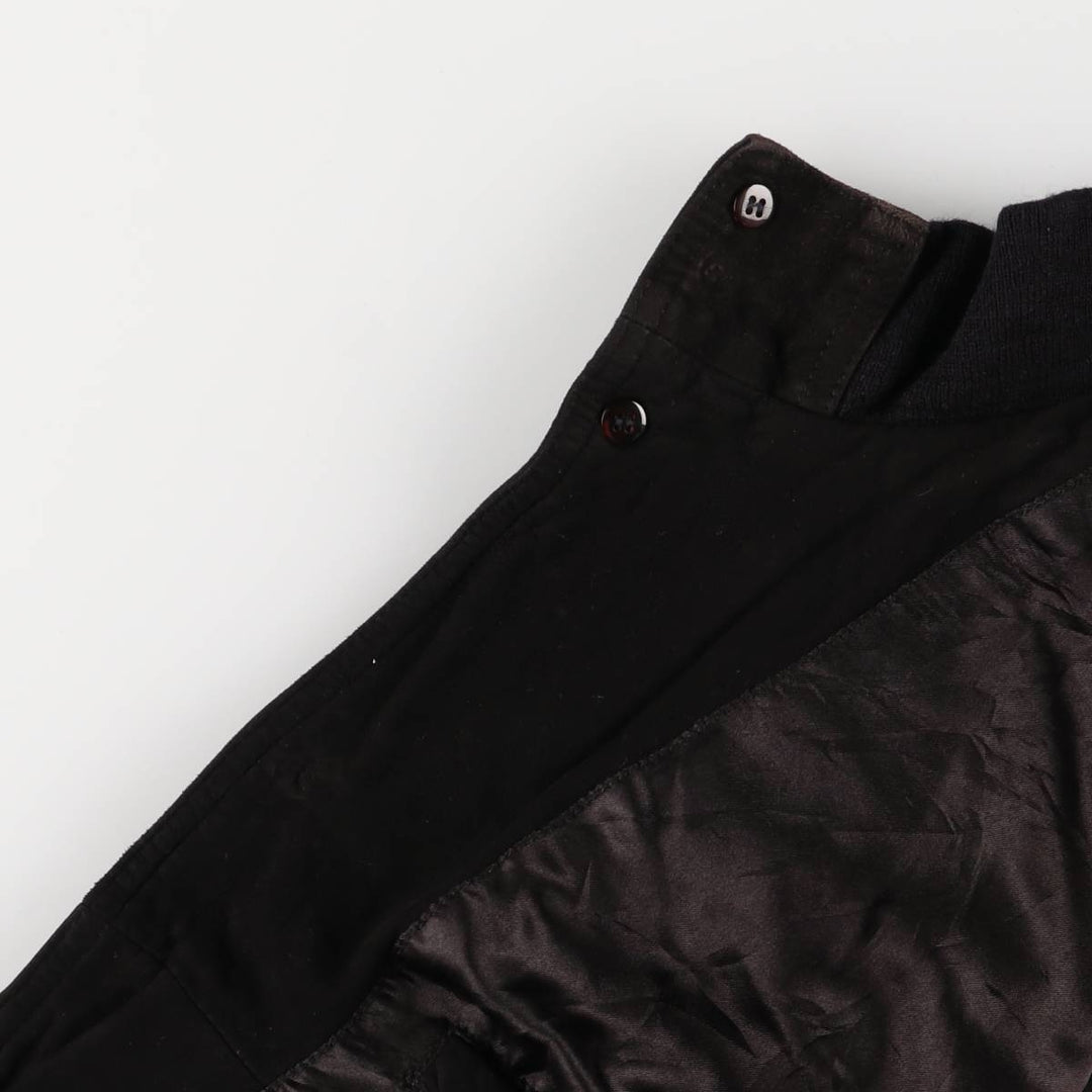 Oversized stand-collar suede leather jacket, men's size XXXL genuine leather black type Vintage Second Hand