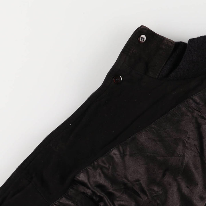 Oversized stand-collar suede leather jacket, men's size XXXL genuine leather black type Vintage Second Hand