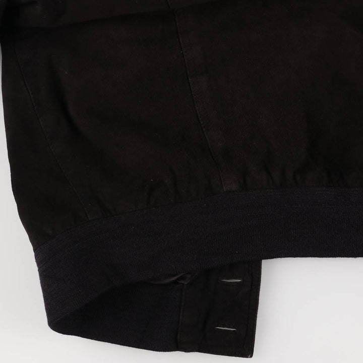 Oversized stand-collar suede leather jacket, men's size XXXL genuine leather black type Vintage Second Hand