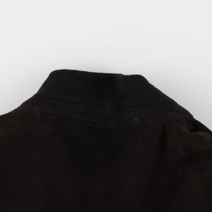 Oversized stand-collar suede leather jacket, men's size XXXL genuine leather black type Vintage Second Hand