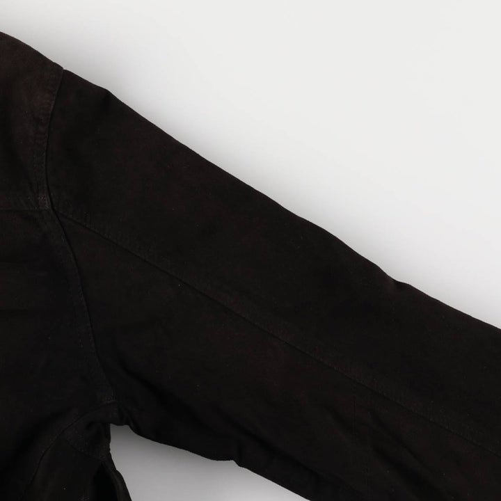 Oversized stand-collar suede leather jacket, men's size XXXL genuine leather black type Vintage Second Hand