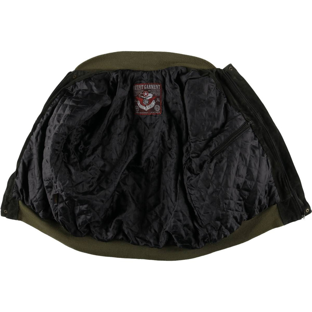 OUTFIT GARMENT suede leather jacket, made in Italy, men's size M unclear Khaki type Vintage Second Hand