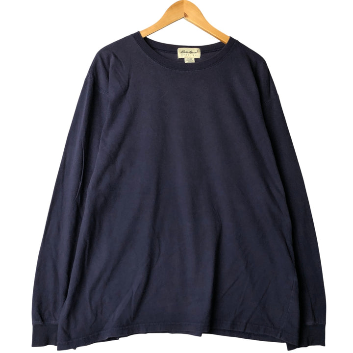 2000'S Eddie Bauer long-sleeved T-shirt, Made in USA, Men's Size L cotton navy blue type Vintage Second Hand
