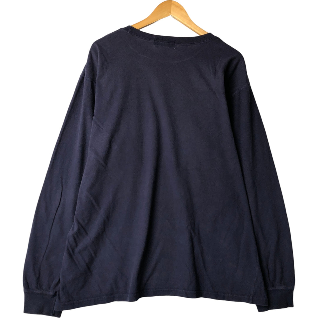2000'S Eddie Bauer long-sleeved T-shirt, Made in USA, Men's Size L cotton navy blue type Vintage Second Hand