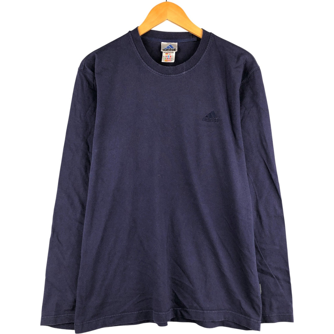 90s-00'S Adidas long-sleeved T-shirt, size M, men's cotton navy blue type Vintage Second Hand