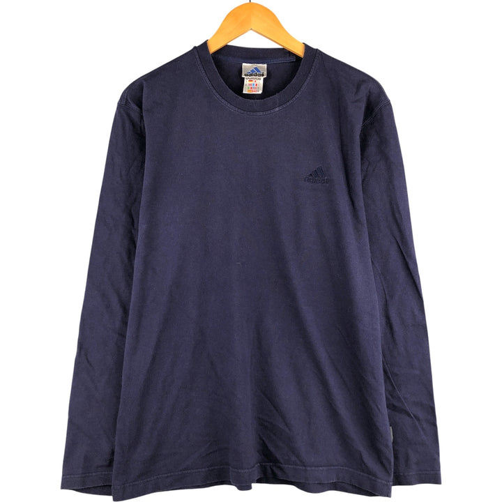 90s-00'S Adidas long-sleeved T-shirt, size M, men's cotton navy blue type Vintage Second Hand