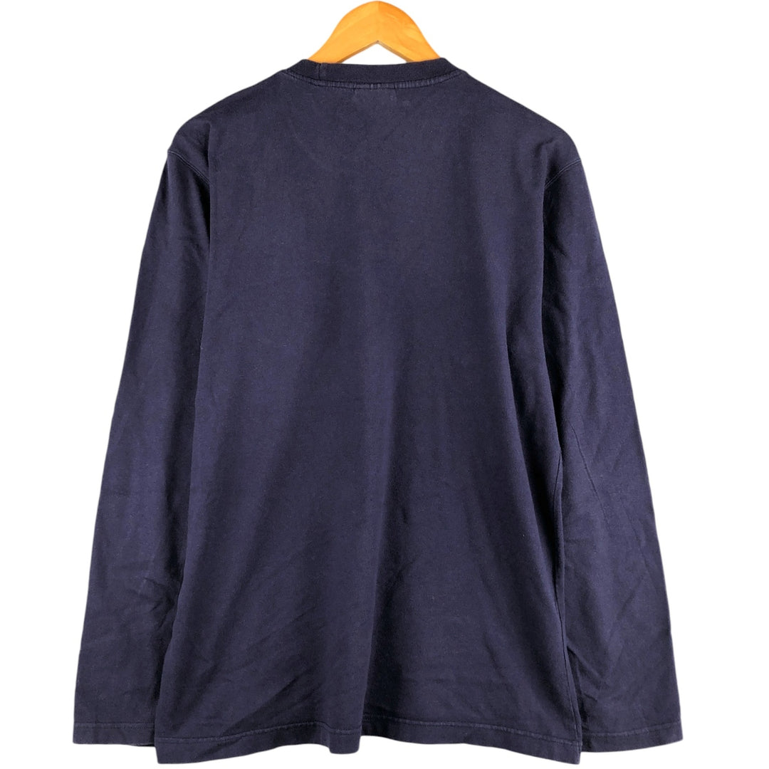 90s-00'S Adidas long-sleeved T-shirt, size M, men's cotton navy blue type Vintage Second Hand