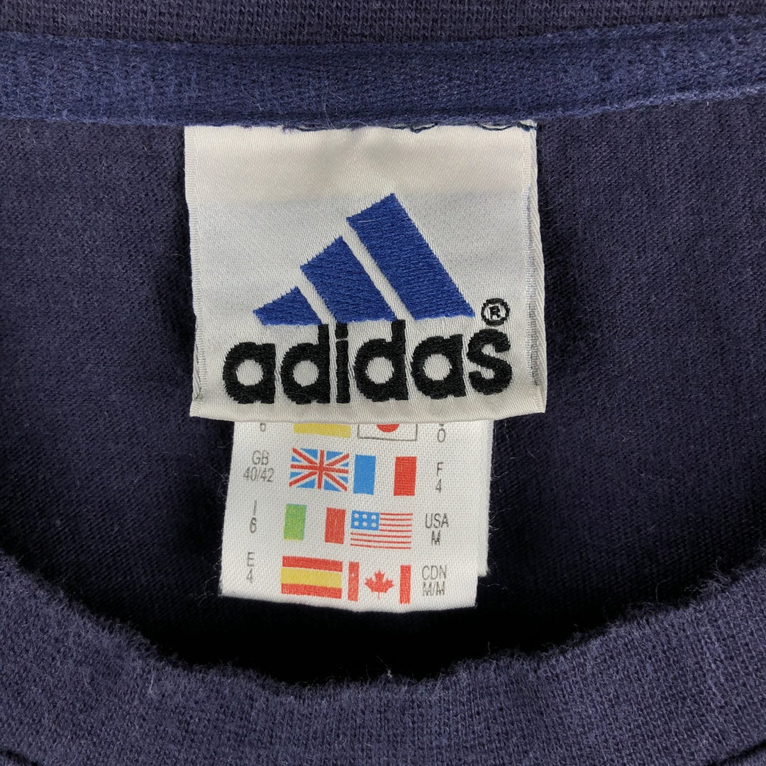 90s-00'S Adidas long-sleeved T-shirt, size M, men's cotton navy blue type Vintage Second Hand