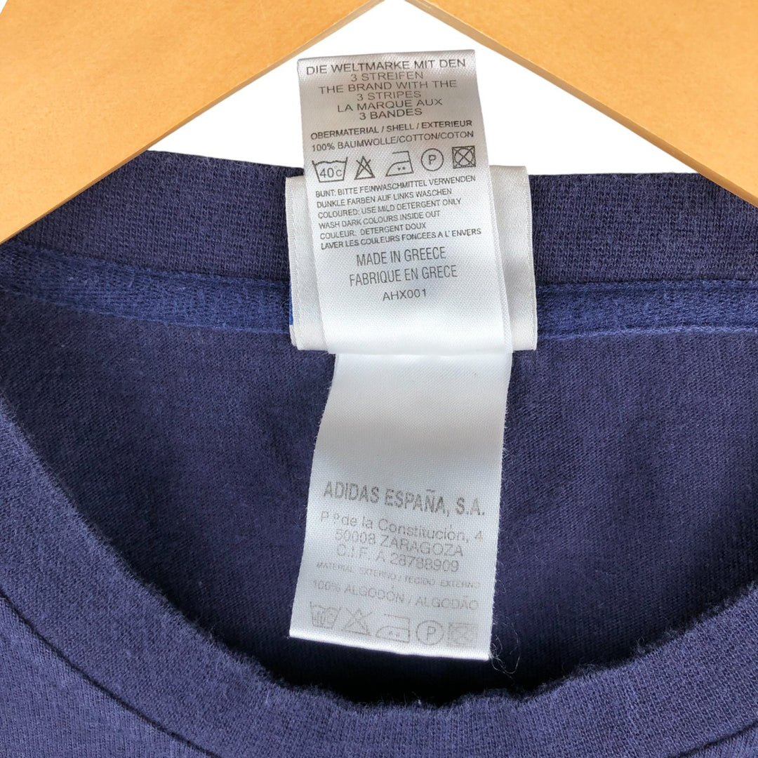 90s-00'S Adidas long-sleeved T-shirt, size M, men's cotton navy blue type Vintage Second Hand