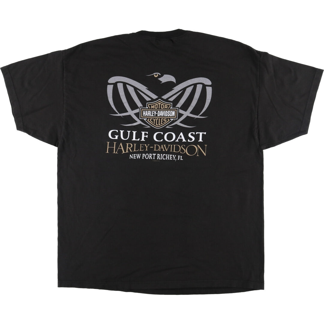 2000'S Harley-Davidson HANES Eagle Pattern Motorcycle T-Shirt, Made in USA, Men's XXL cotton black type Vintage Second Hand