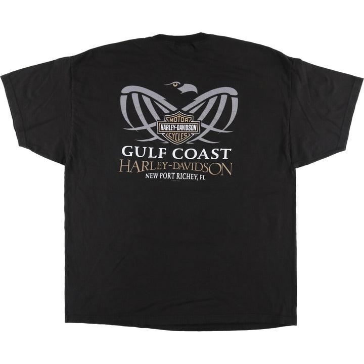 2000'S Harley-Davidson HANES Eagle Pattern Motorcycle T-Shirt, Made in USA, Men's XXL cotton black type Vintage Second Hand