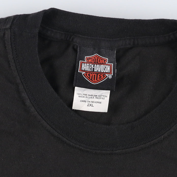 2000'S Harley-Davidson HANES Eagle Pattern Motorcycle T-Shirt, Made in USA, Men's XXL cotton black type Vintage Second Hand