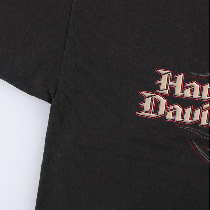 2000'S Harley-Davidson HANES Eagle Pattern Motorcycle T-Shirt, Made in USA, Men's XXL cotton black type Vintage Second Hand