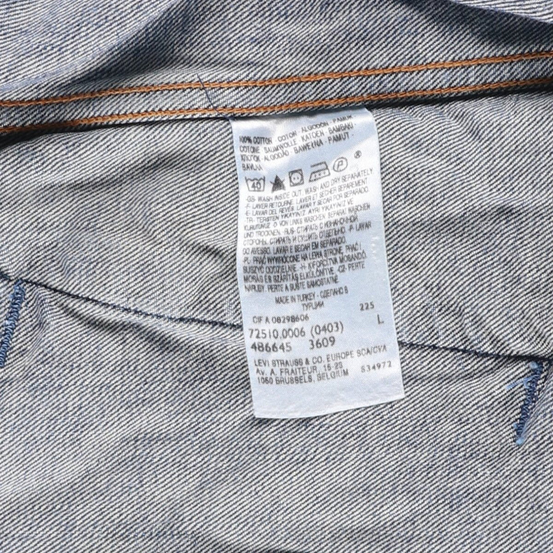 2000'S Levi's 72510-0006 Euro Model Denim Jacket, Men's Size L cotton blue type Vintage Second Hand