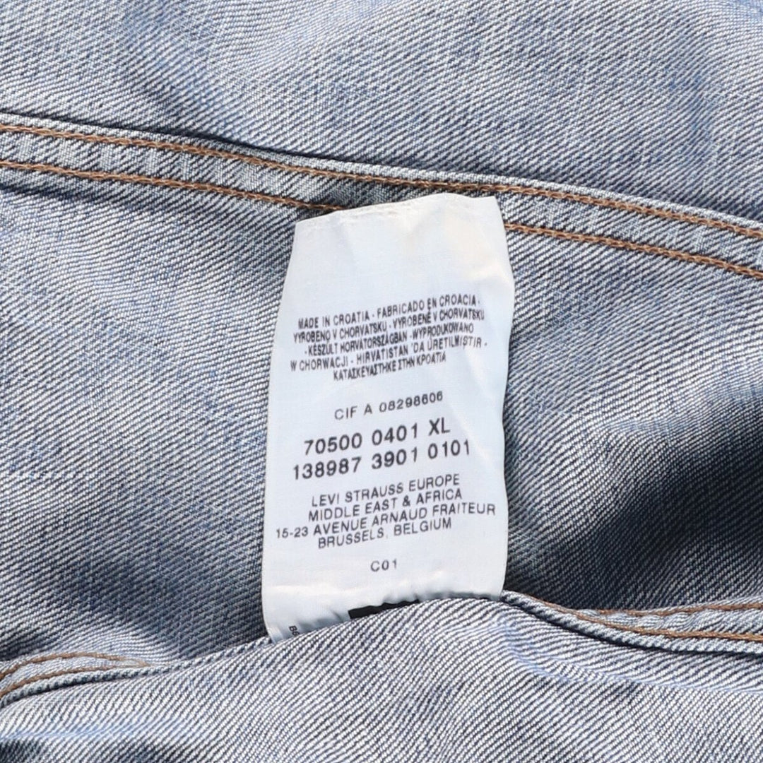 2000'S Levi's 70500-0401 Euro Model Denim Jacket, Men's Size XL cotton blue type Vintage Second Hand