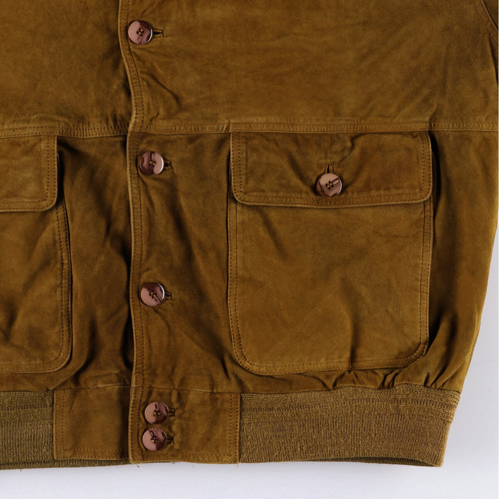 Suede leather jacket, men's size M Genuine Leather Suede Leather brown type Vintage Second Hand