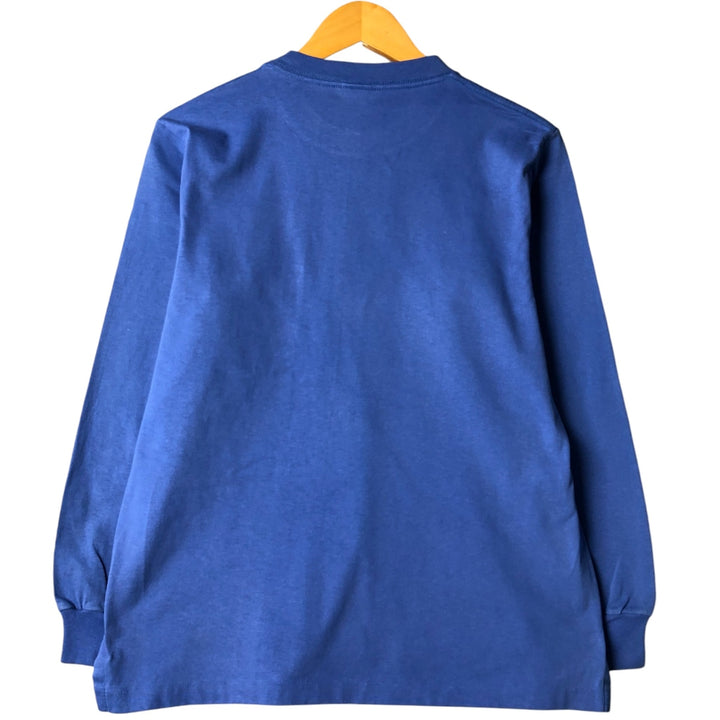 Vintage 1990'S Lands' End plain pocket long sleeve T-shirt, made in the USA, size L, women's. cotton Blue type light blue Vintage Second Hand