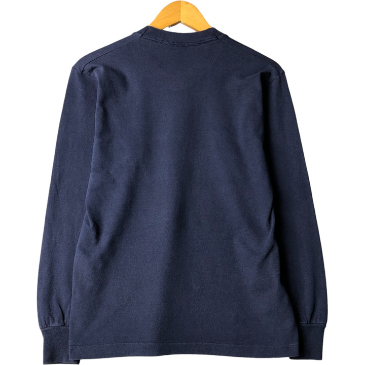 90'S Fruit of the Loom long-sleeved T-shirt, Made in USA, Men's Size Medium cotton navy blue type Vintage Second Hand