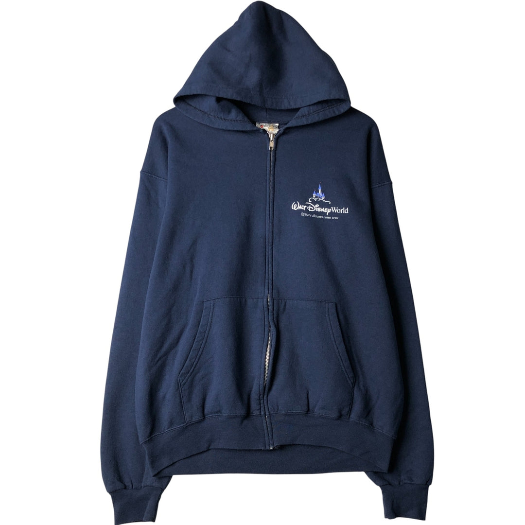 Vintage 90'S Walt Disney World full-zip sweatshirt hoodie, size L, men's cotton navy blue type Vintage Second Hand