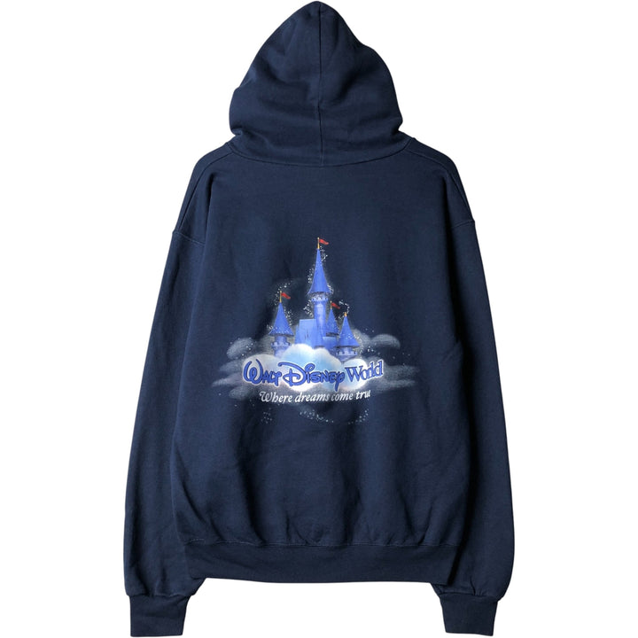 Vintage 90'S Walt Disney World full-zip sweatshirt hoodie, size L, men's cotton navy blue type Vintage Second Hand
