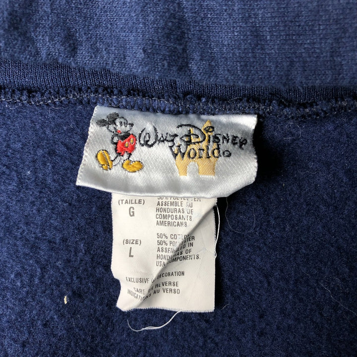 Vintage 90'S Walt Disney World full-zip sweatshirt hoodie, size L, men's cotton navy blue type Vintage Second Hand