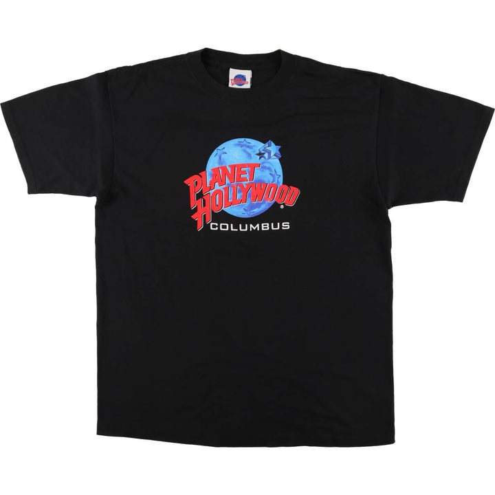 PLANET HOLLYWOOD Advertising T-Shirt, Made in USA, Men's Size L cotton black type Vintage Second Hand
