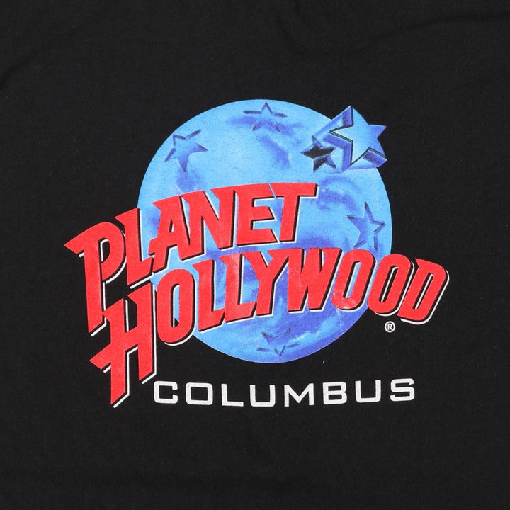 PLANET HOLLYWOOD Advertising T-Shirt, Made in USA, Men's Size L cotton black type Vintage Second Hand