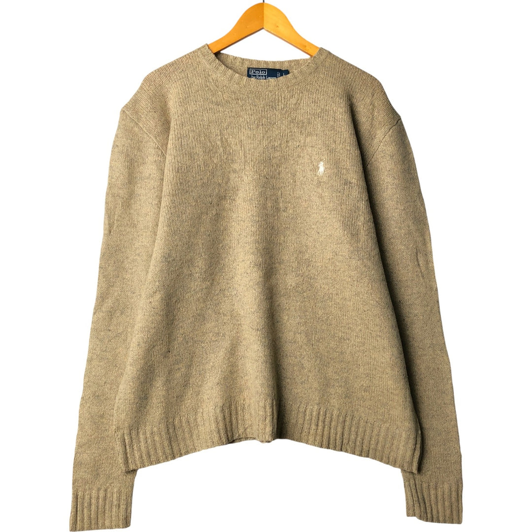 Ralph Lauren POLO by Ralph Lauren wool knit sweater, men's size L wool Khaki type beige Vintage Second Hand