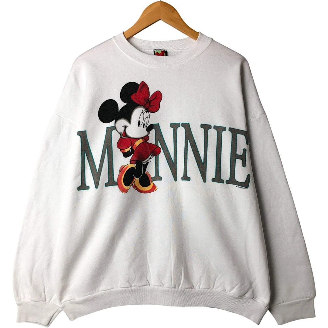 Vintage 90'S Disney Minnie Mouse character sweatshirt, Made in USA, Men's XL cotton white type Vintage Second Hand