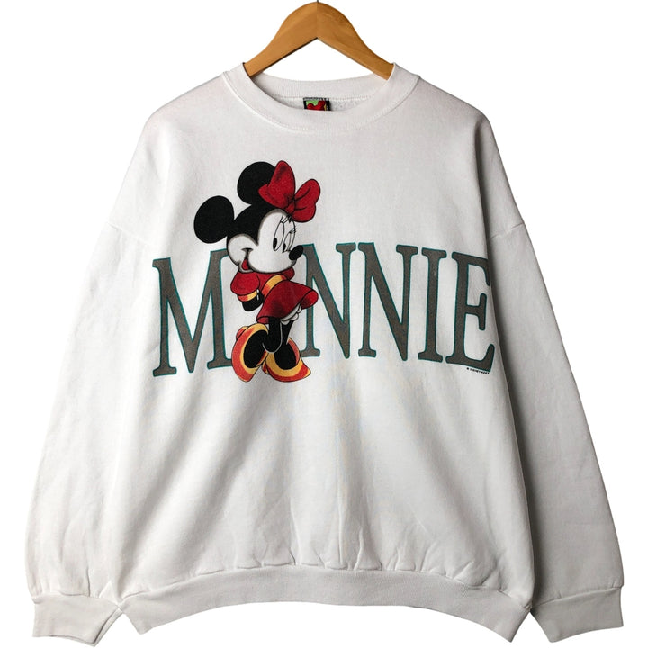 Vintage 90'S Disney Minnie Mouse character sweatshirt, Made in USA, Men's XL cotton white type Vintage Second Hand