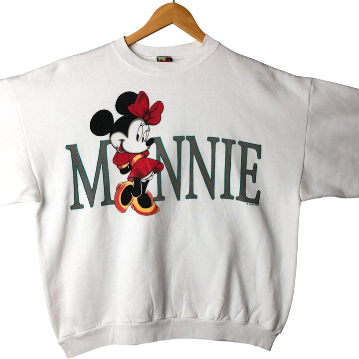 Vintage 90'S Disney Minnie Mouse character sweatshirt, Made in USA, Men's XL cotton white type Vintage Second Hand