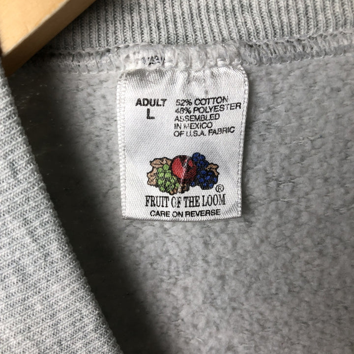 90'S Fruit of the Loom Sweatshirt, Men's Size L, Vintage cotton gray type Vintage Second Hand