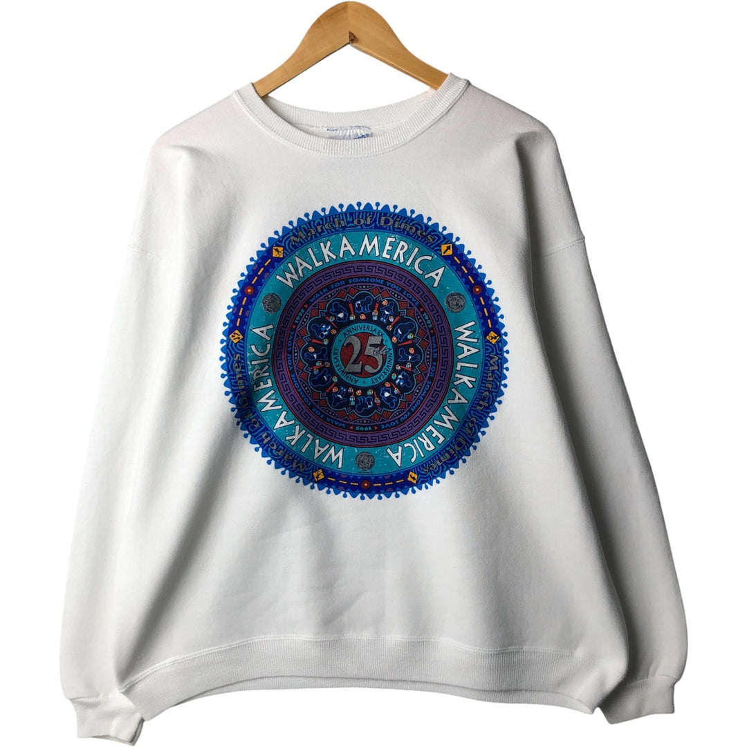 Vintage 90'S Hanes Heavyweight Printed Sweatshirt, Made in USA, Men's Size L cotton white type Vintage Second Hand