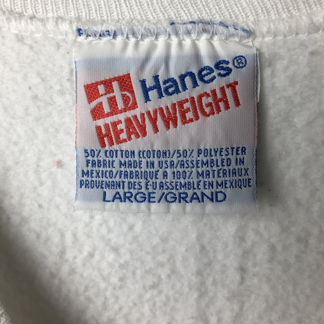 Vintage 90'S Hanes Heavyweight Printed Sweatshirt, Made in USA, Men's Size L cotton white type Vintage Second Hand