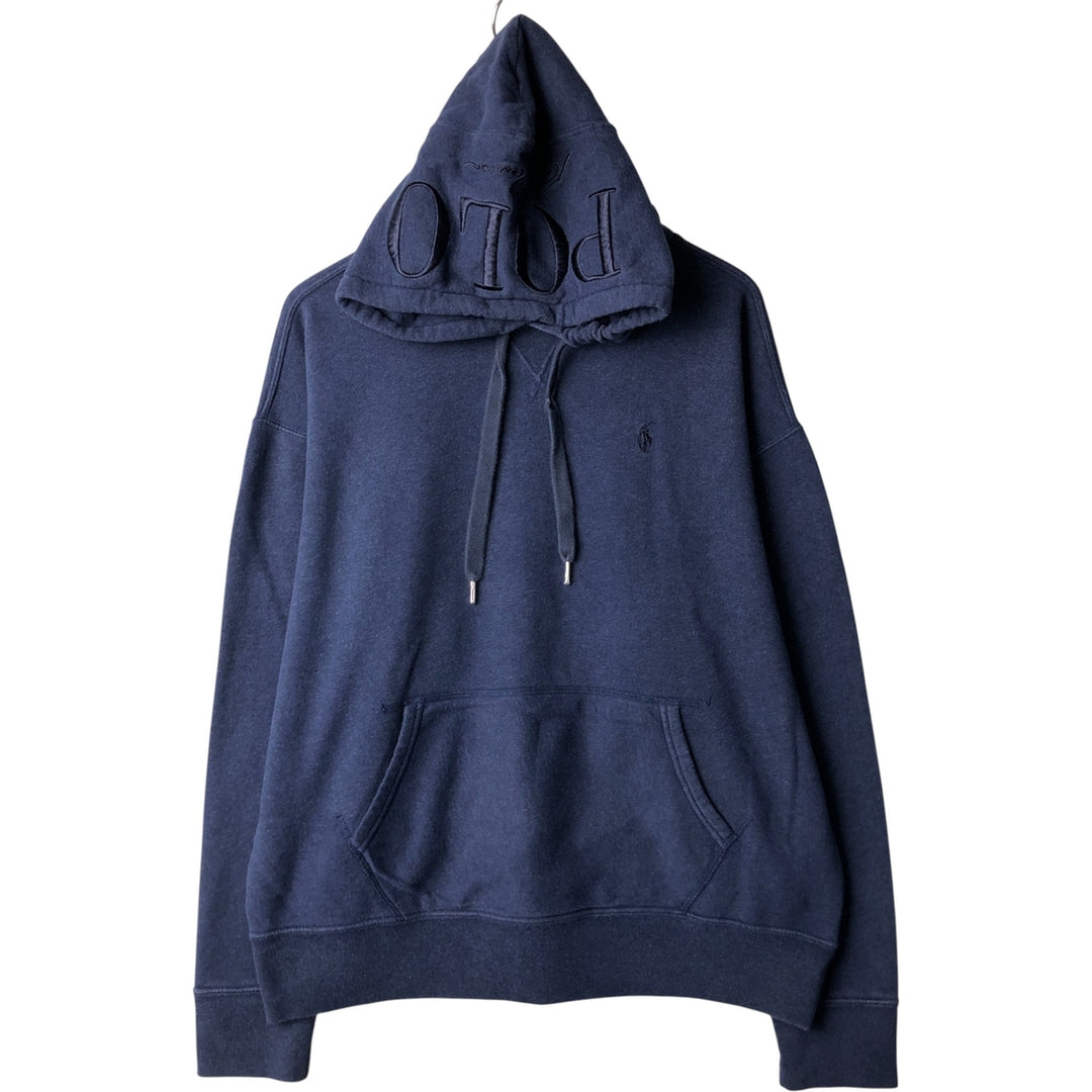 Ralph Lauren POLO RALPH LAUREN sweatshirt pullover hoodie, men's size L cotton navy blue type Vintage Second Hand