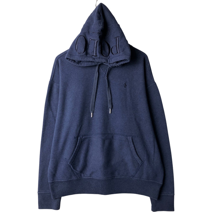 Ralph Lauren POLO RALPH LAUREN sweatshirt pullover hoodie, men's size L cotton navy blue type Vintage Second Hand