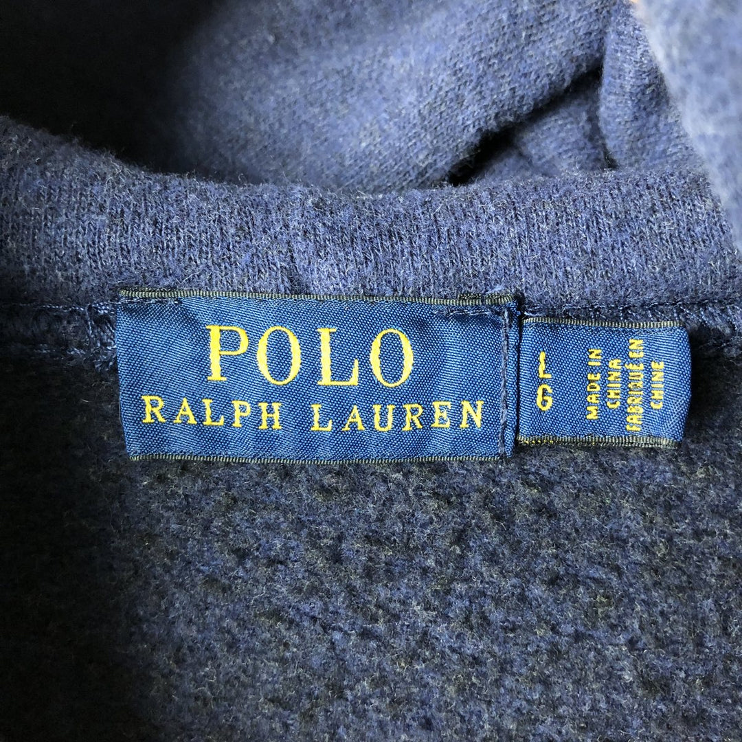 Ralph Lauren POLO RALPH LAUREN sweatshirt pullover hoodie, men's size L cotton navy blue type Vintage Second Hand
