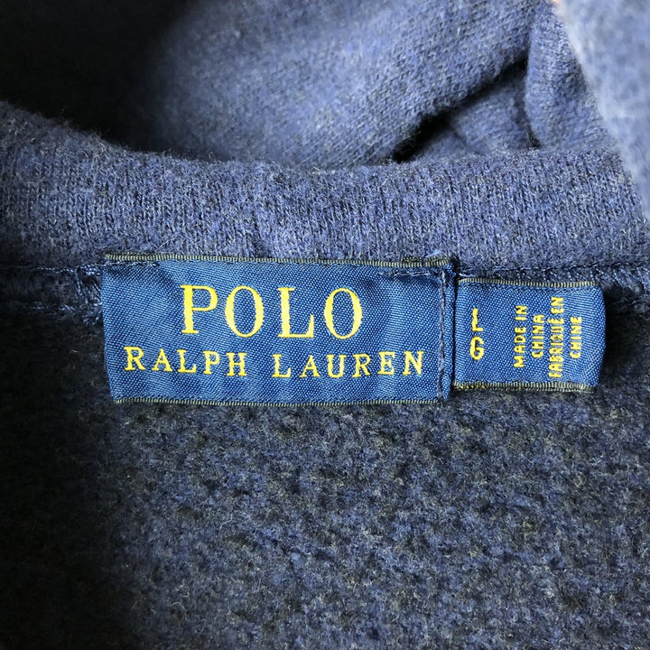 Ralph Lauren POLO RALPH LAUREN sweatshirt pullover hoodie, men's size L cotton navy blue type Vintage Second Hand