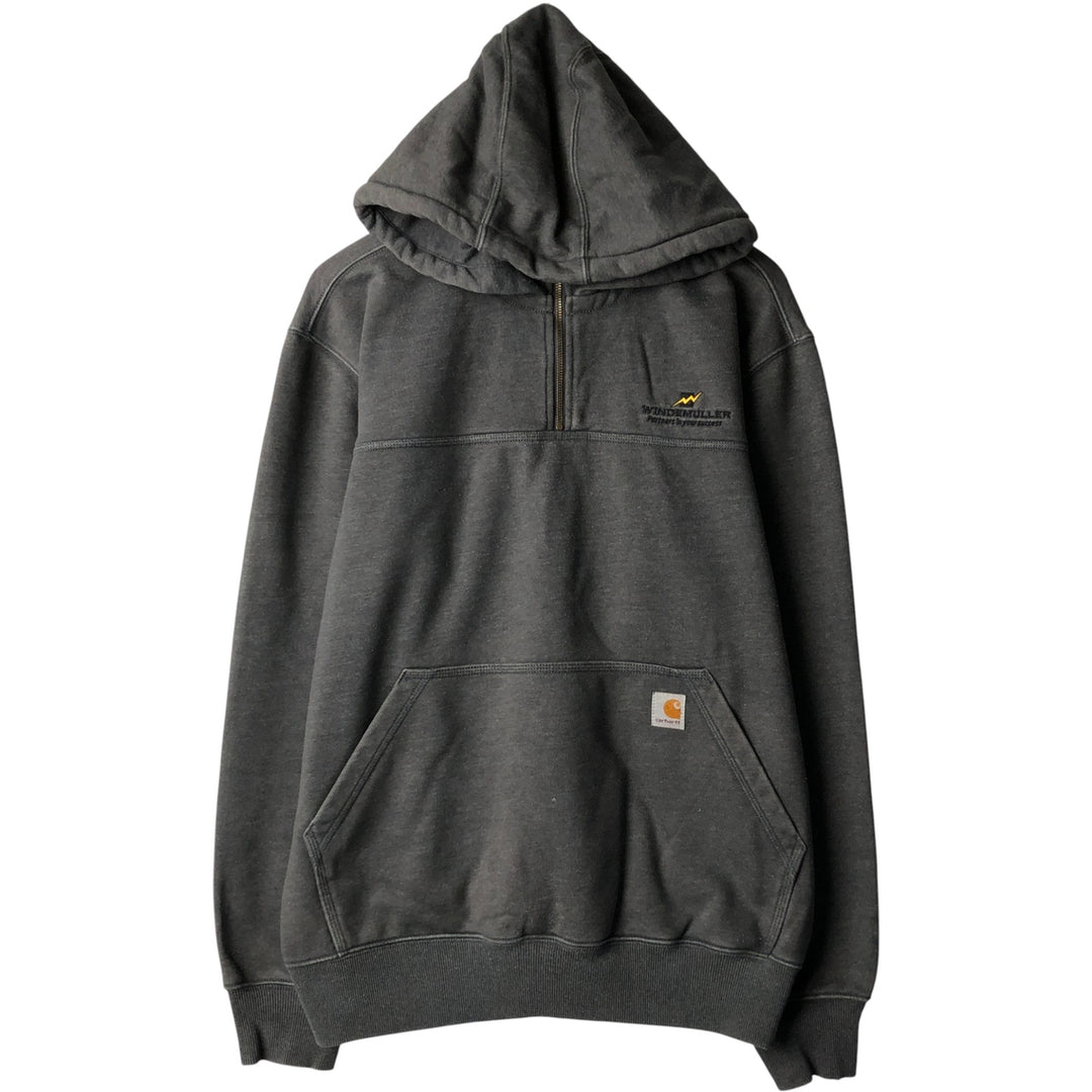 Carhartt Original Fit Half-Zip Pullover Hoodie, Men's Size L cotton Charcoal Vintage Second Hand