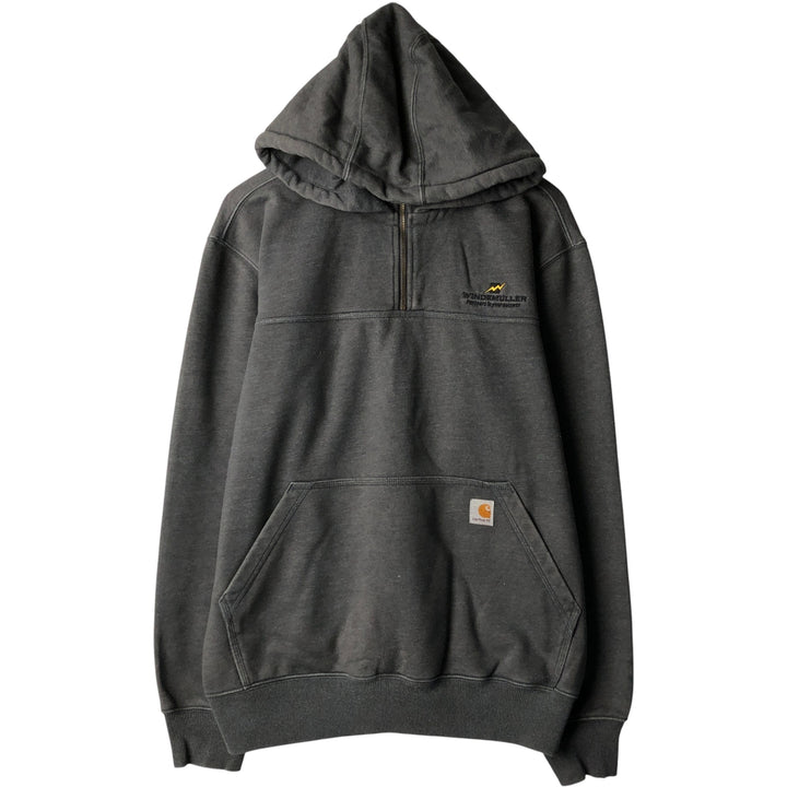 Carhartt Original Fit Half-Zip Pullover Hoodie, Men's Size L cotton Charcoal Vintage Second Hand