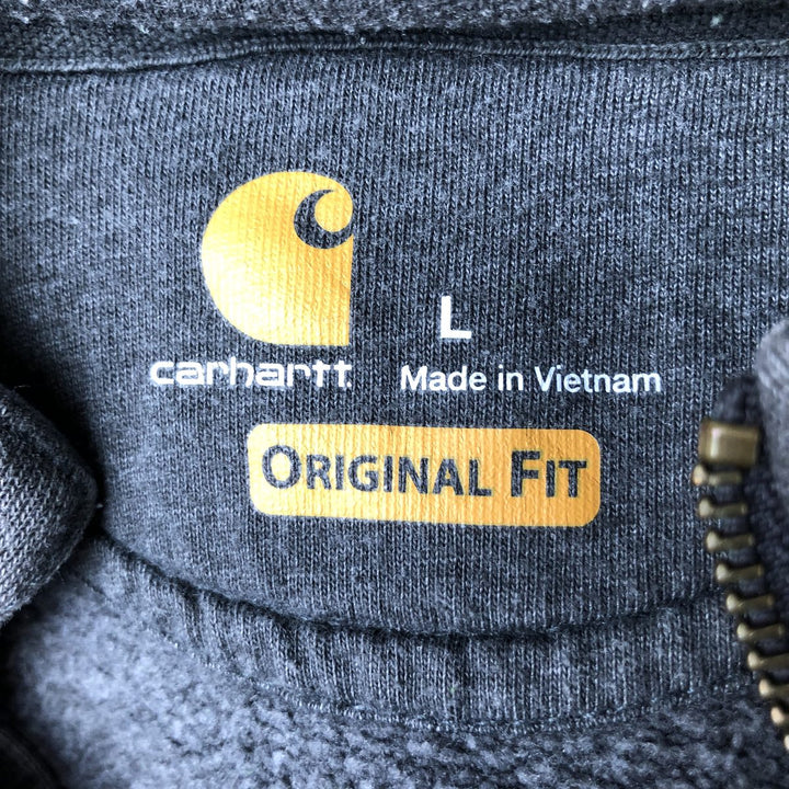 Carhartt Original Fit Half-Zip Pullover Hoodie, Men's Size L cotton Charcoal Vintage Second Hand