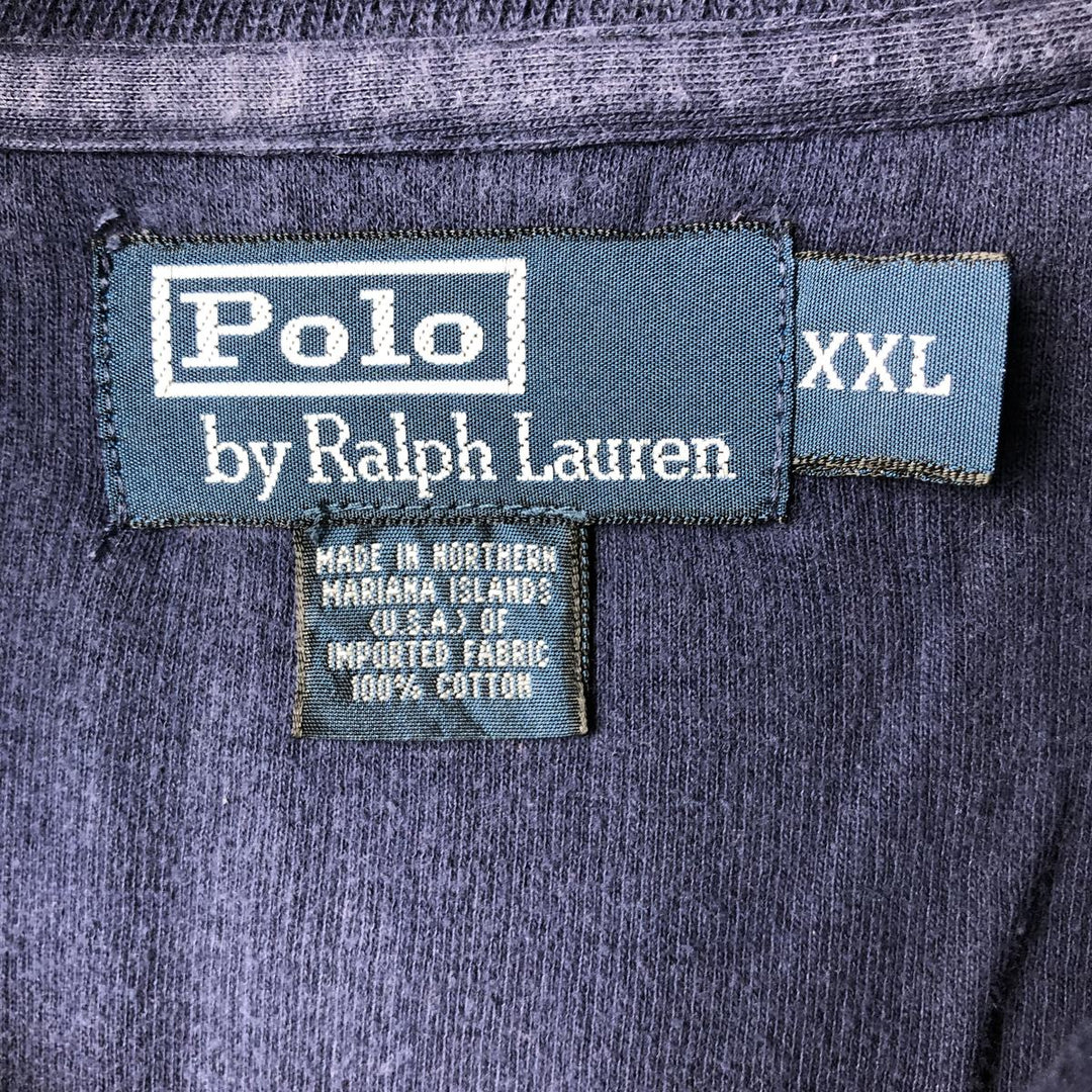 Ralph Lauren POLO by Ralph Lauren Half-Zip Sweatshirt, Men's XXL cotton navy blue type Vintage Second Hand