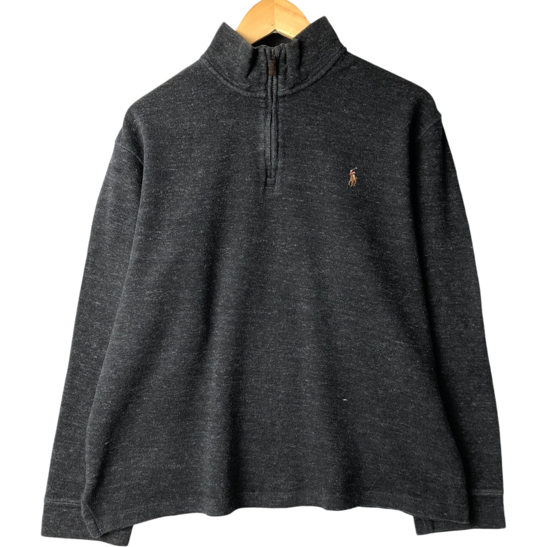 Ralph Lauren POLO RALPH LAUREN ESTATE RIB half-zip sweatshirt, sweatshirt, men's size L cotton Charcoal Vintage Second Hand