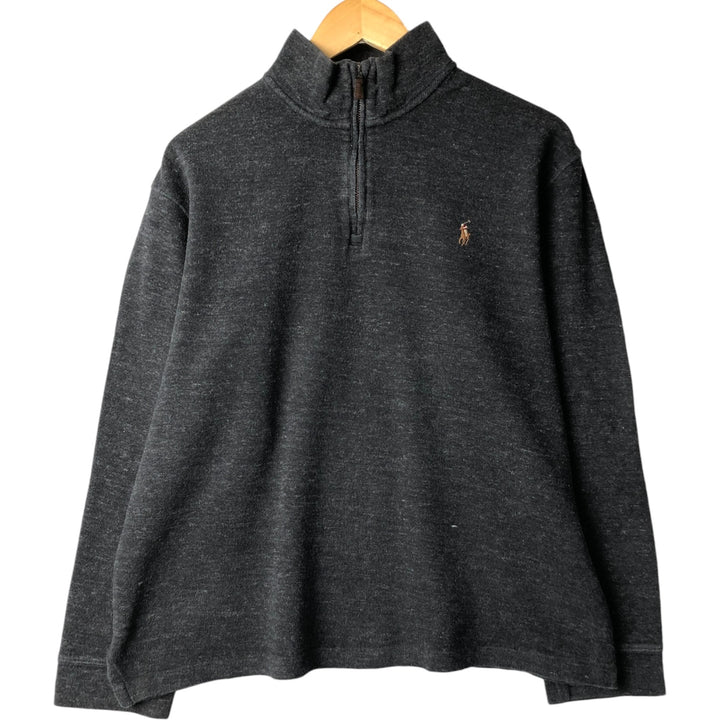 Ralph Lauren POLO RALPH LAUREN ESTATE RIB half-zip sweatshirt, sweatshirt, men's size L cotton Charcoal Vintage Second Hand