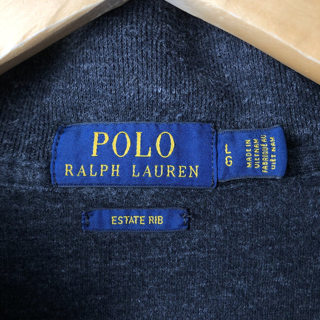 Ralph Lauren POLO RALPH LAUREN ESTATE RIB half-zip sweatshirt, sweatshirt, men's size L cotton Charcoal Vintage Second Hand